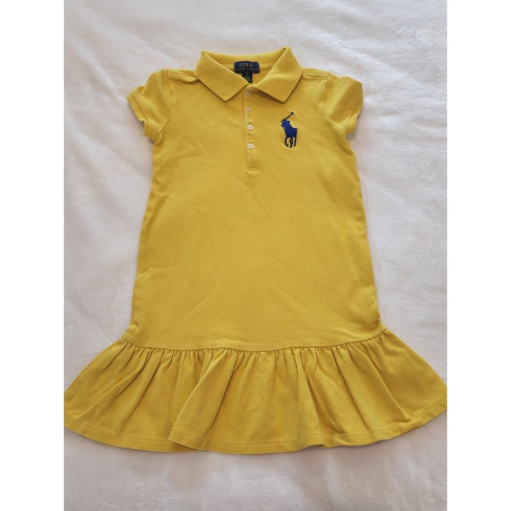 Ralph Lauren Girls Bright Yellow Polo Dress Sz 5